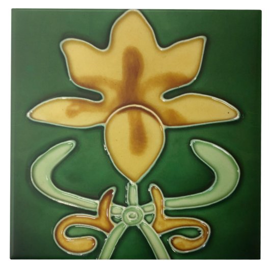 Art Noveau Ceramic wall Fireplace tile タイル (正面)