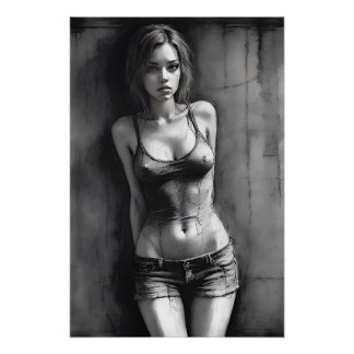 Art numérique, fille grunge ポスター
