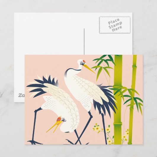 art of beautiful cranes in the bamboo thicket ポストカード (正面/裏面)