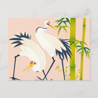 art of beautiful cranes in the bamboo thicket ポストカード