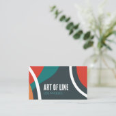 Art of lines dark blue teal and red design 名刺 (スタンド正面)