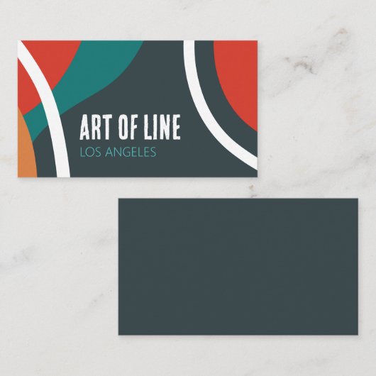 Art of lines dark blue teal and red design 名刺 (正面/裏面)