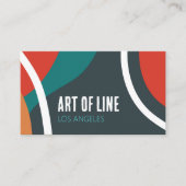 Art of lines dark blue teal and red design 名刺 (正面)