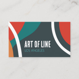 Art of lines dark blue teal and red design 名刺