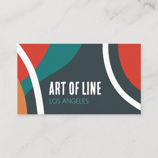 Art of lines dark blue teal and red design 名刺 (正面)