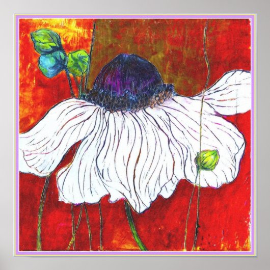 ART-ON-CANVAS: 'White Night Anemone' 15"x15" ポスター (正面)