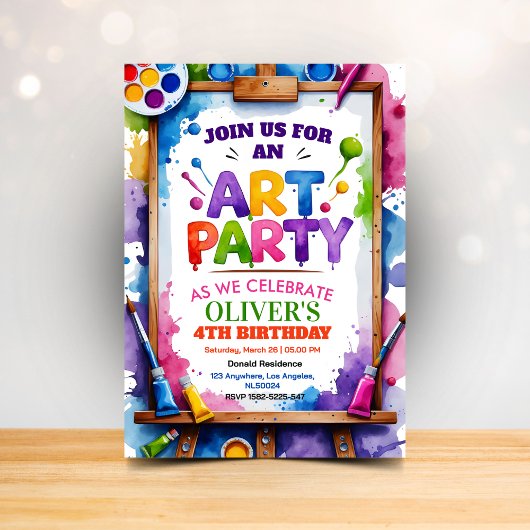 Art Painting Party Birthday Invitation 招待状