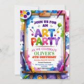 Art Painting Party Birthday Invitation 招待状 (正面)