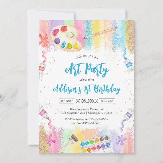 Art Party Painting Craft Birthday Invitation 招待状 (正面)