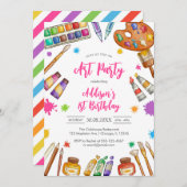 Art Party Painting Craft Birthday Party Invitation 招待状 (正面/裏面)