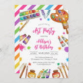 Art Party Painting Craft Birthday Party Invitation 招待状 (正面/裏面)