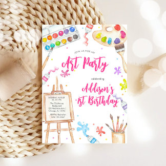 Art Party Painting Craft Birthday Party Invitation 招待状