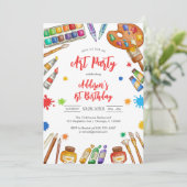 Art Party Painting Craft Birthday Party Invitation 招待状 (スタンド正面)
