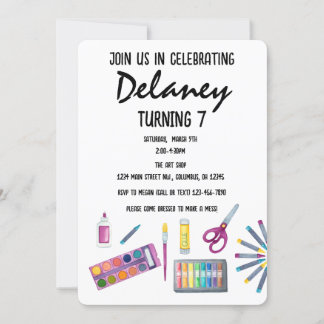 Art Party Painting Craft Party for girls  Invitati 招待状