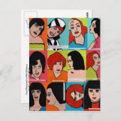 Art Peopleポップ・アートのコラージュ ポストカード (正面/裏面)