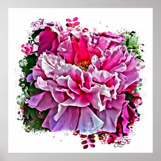 *~* Art Pink Peony Painting Artistic AR1 ポスター (正面)