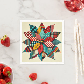 Art Poinsettia Patterns Collage Decompage スタンダードカクテルナプキン