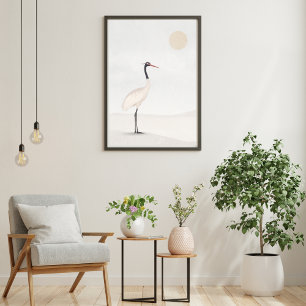 ART poster l Crane, minimalist, aesthetic, white, ポスター