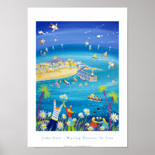 Art Poster: Waving Daisies, St Ives, Cornwall ポスター