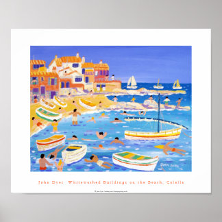 Art Poster: Whitewashed Buildings, Calella, Spain ポスター