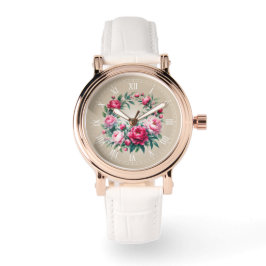 Art Print Watercolor Peonies Wreath 腕時計