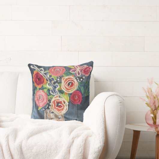 art quilt designed roses bouquet pillow with sunfl クッション (ソファ)