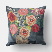 art quilt designed roses bouquet pillow with sunfl クッション (裏面)
