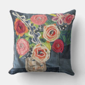 art quilt designed roses bouquet pillow with sunfl クッション (正面)