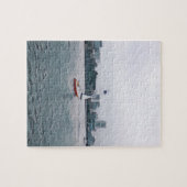 Art Red Sailboat Navy Jigsaw Puzzle ジグソーパズル (横)