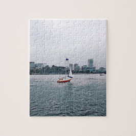 Art Red Sailboat Navy Jigsaw Puzzle ジグソーパズル