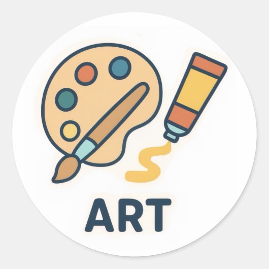 Art Subject – パレ絵を描ットとブラシ ラウンドシール (正面)