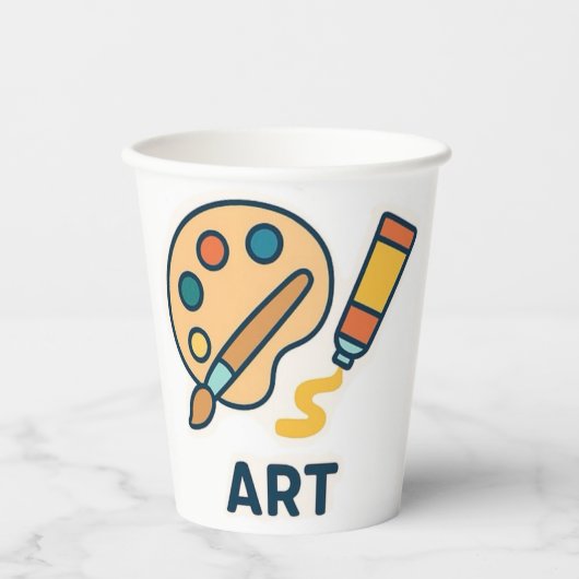 Art Subject – パレ絵を描ットとブラシ 紙コップ (正面)