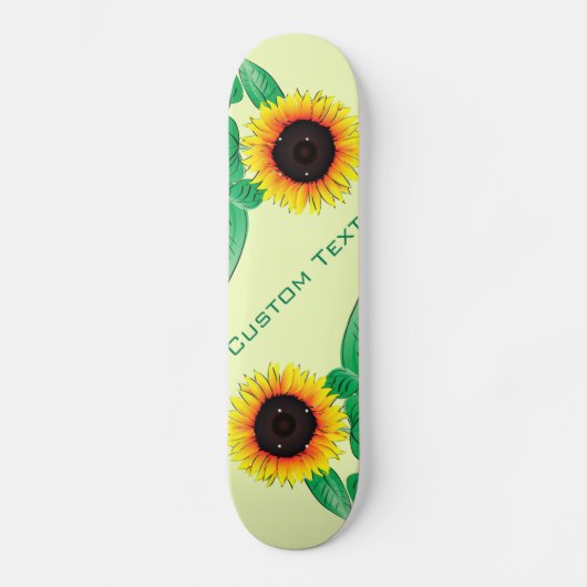 Art Sunflowers – テキストの追加/名前 – スケートボード (正面)