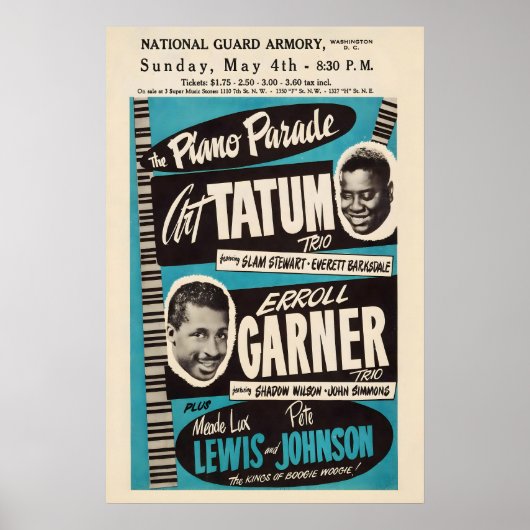 Art Tatum - Erroll Garner jazz poster - Piano ポスター (正面)