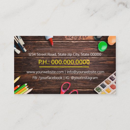 Art teacher, Artist, Hand Made 名刺 (裏面)