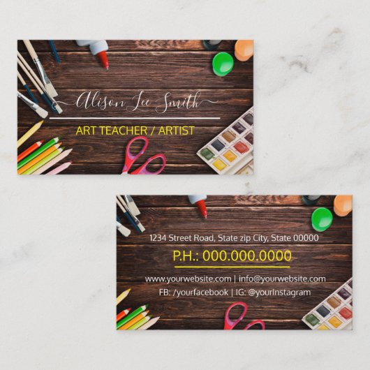 Art teacher, Artist, Hand Made 名刺 (正面/裏面)