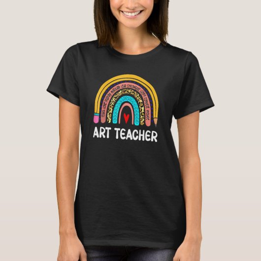 Art Teacher Leopard Rainbow Back To School   Tシャツ (正面)