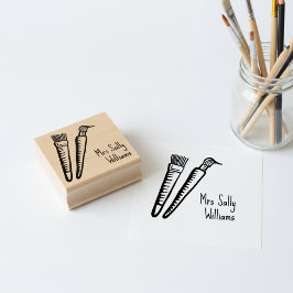 Art Teacher Name Stamp - Square Signature Stamper ラバースタンプ