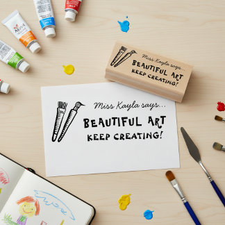 Art Teacher Supportive Praise Wooden Art Stamp ラバースタンプ