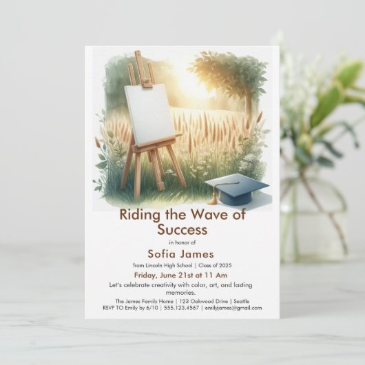 Art Theme Graduation Party Invitation 招待状 (スタンド正面)