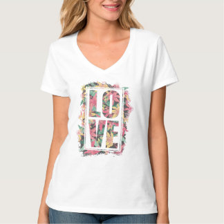 art with the phrase love flowers tシャツ