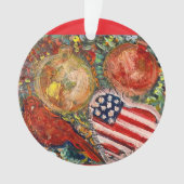 ARTalliによるアメリカ国旗ハートと赤い鳥のオーナメント オーナメント (正面)