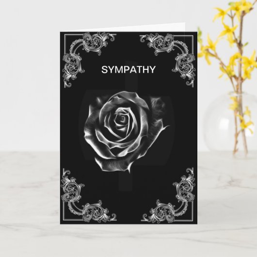 artDのデザインの悔やみや弔慰カードによるヴィンテージの黒のバラ カード (黄色い花)