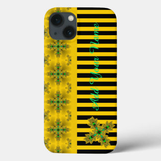 Artdeco花レトロスタイル、名前を追加 iPhone 13ケース