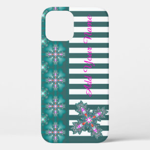 Artdeco花レトロスタイル、名前を追加 iPhone 12ケース