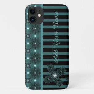 Artdeco花レトロスタイル、名前を追加 iPhone 11 ケース