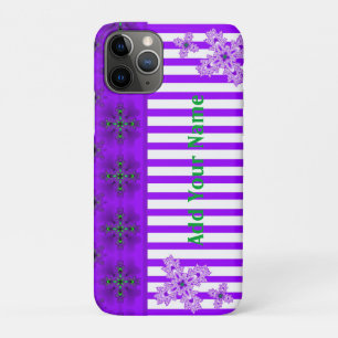 Artdeco花レトロスタイル、名前を追加 iPhone 11 Proケース