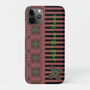 Artdeco花レトロスタイル、名前を追加 iPhone 11 Proケース