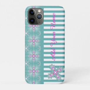 Artdeco花レトロスタイル、名前を追加 iPhone 11 Proケース