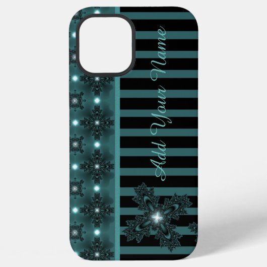 Artdeco花レトロスタイル、名前を追加 iPhoneケース (裏面)
